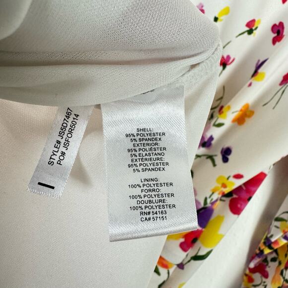 Jessica Simpson Bright Spring Floral Faux Wrap Stretch Fitted Dress - Picture 7 of 8